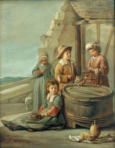 Children with Birdcage and Cat by Louis le Nain